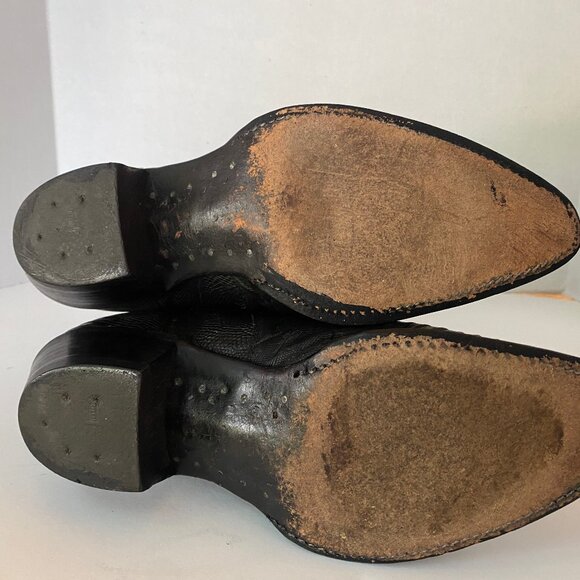 JUSTIN Boots Exotic Iguana Lizard Black Leather Cowboy Western Boots 10! - Picture 7 of 10